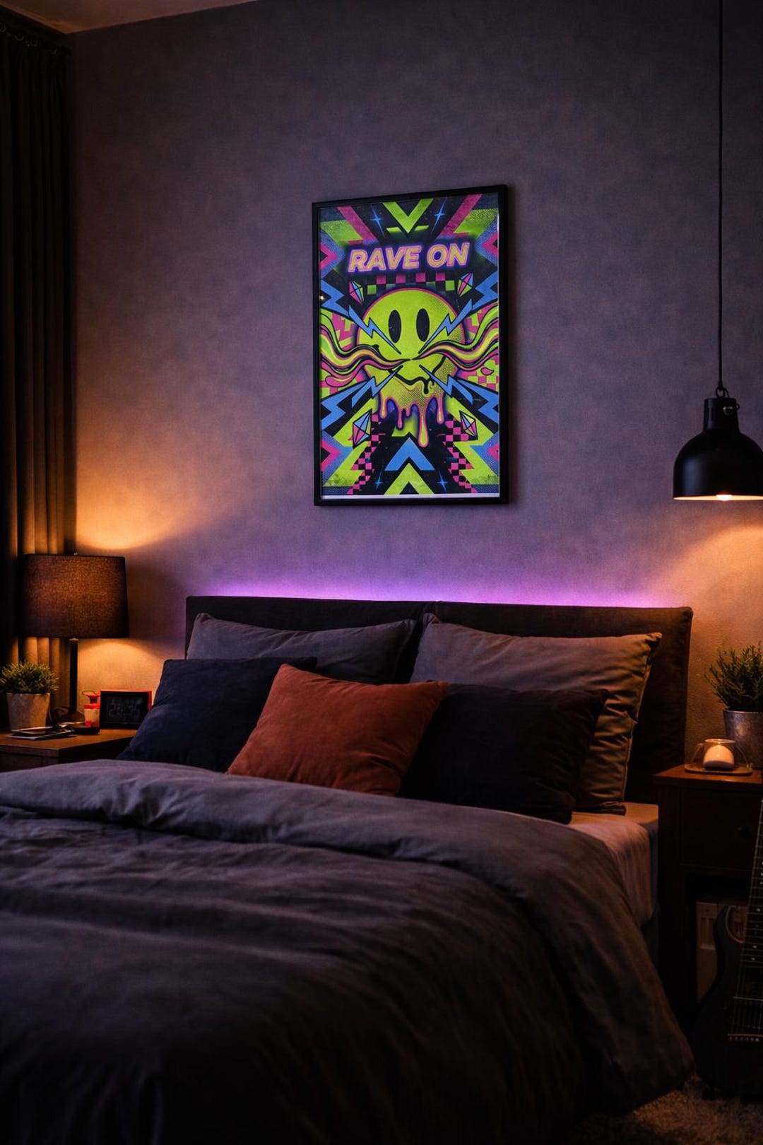 90s Rave Poster Print | Acid House Wall Art | Neon Clubbing Decor ...
