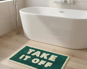 Funny Bathroom Mat Take It Off Rug, Non Slip Bath Mat, Plush Bathroom Rug, Shower Floor Mat, Bathroom Decor