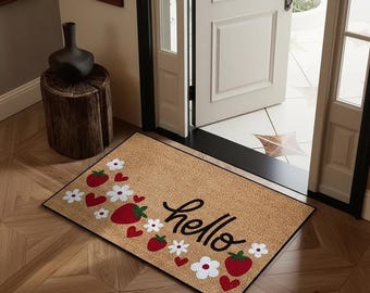 Hola, felpudo, alfombra de bienvenida antideslizante para la entrada.