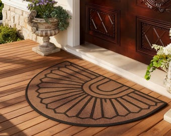 Half Round Door Mat, Entry Rug, Non Slip Outdoor Welcome Mat, Front Door Decor