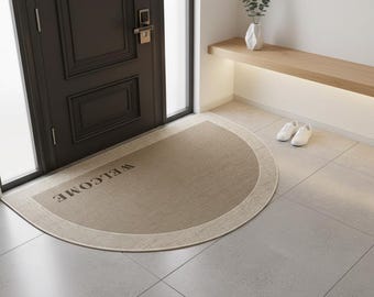 Wabi Sabi halfronde deurmat, beige entreekleed antislip Japans minimalistisch