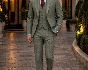Herren Salbei grüner Blazer, Slim Fit Herrensakko, Hochzeitsfeier Anzug Jacke, Eleganter Bräutigam Blazer, Stilvoller Abendmantel