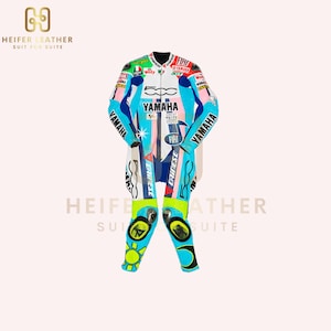 New Valentino Rossi Yamaha Fiat 500 Moto GP 2007 Model Motorcycle Riding Suit, GPlus Motorbike Original Leather Racing Suit, Gift For Bikers