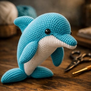 Realistic Crochet Dolphin Pattern PDF, Amigurumi Sea Animal Toy (Digital Download)