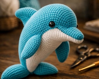 Realistic Crochet Dolphin Pattern PDF, Amigurumi Sea Animal Toy (Digital Download)