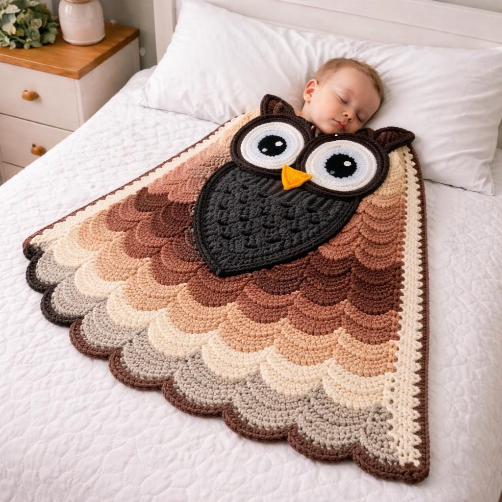 30 Owl Blanket Crochet Patterns for Cozy Gifting and Woodland Charm 12 Hooded Owl Baby Blanket Pattern