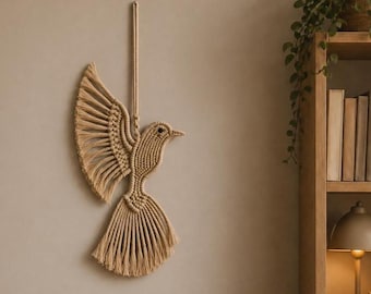 Macrame Dove Wall Hanging Pattern PDF, Boho Bird Decor, DIY Macrame Tutorial, Peace Dove Ornament, Fringe Wall Art