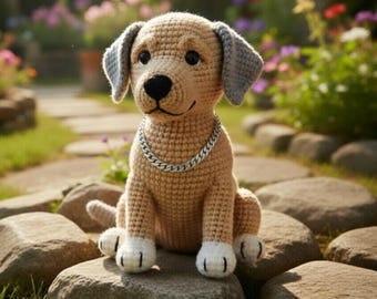Labrador Puppy Amigurumi Crochet Pattern PDF, Realistic Dog Crochet Pattern, Sitting Puppy Toy, Detailed Step-by-Step Instructions, DIY Dog