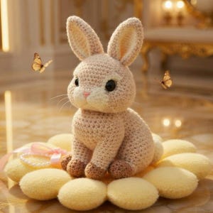 Realistyczny wzór na szydełkowego króliczka w formacie PDF, pluszowy królik amigurumi, zabawka leśny zając, szczegółowy angielski, prezent DIY na szydełku, wielojęzyczny samouczek