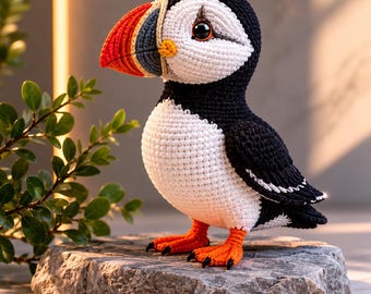 Puffin Bird Crochet Pattern PDF, Realistic Seabird Amigurumi Tutorial, Crochet Puffin Decor, Ocean Bird Crochet Pattern