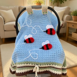 Patrón de ganchillo para tienda de campaña para asiento de coche, toldo para bebé en PDF, diseño texturizado (descarga instantánea)