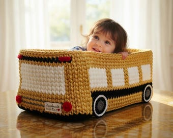 Crochet Car Basket Pattern PDF, Amigurumi Storage Basket, Toy Organizer Crochet, Kids Room Decor, DIY Gift, Multilanguage EN De Fr Es It Nl