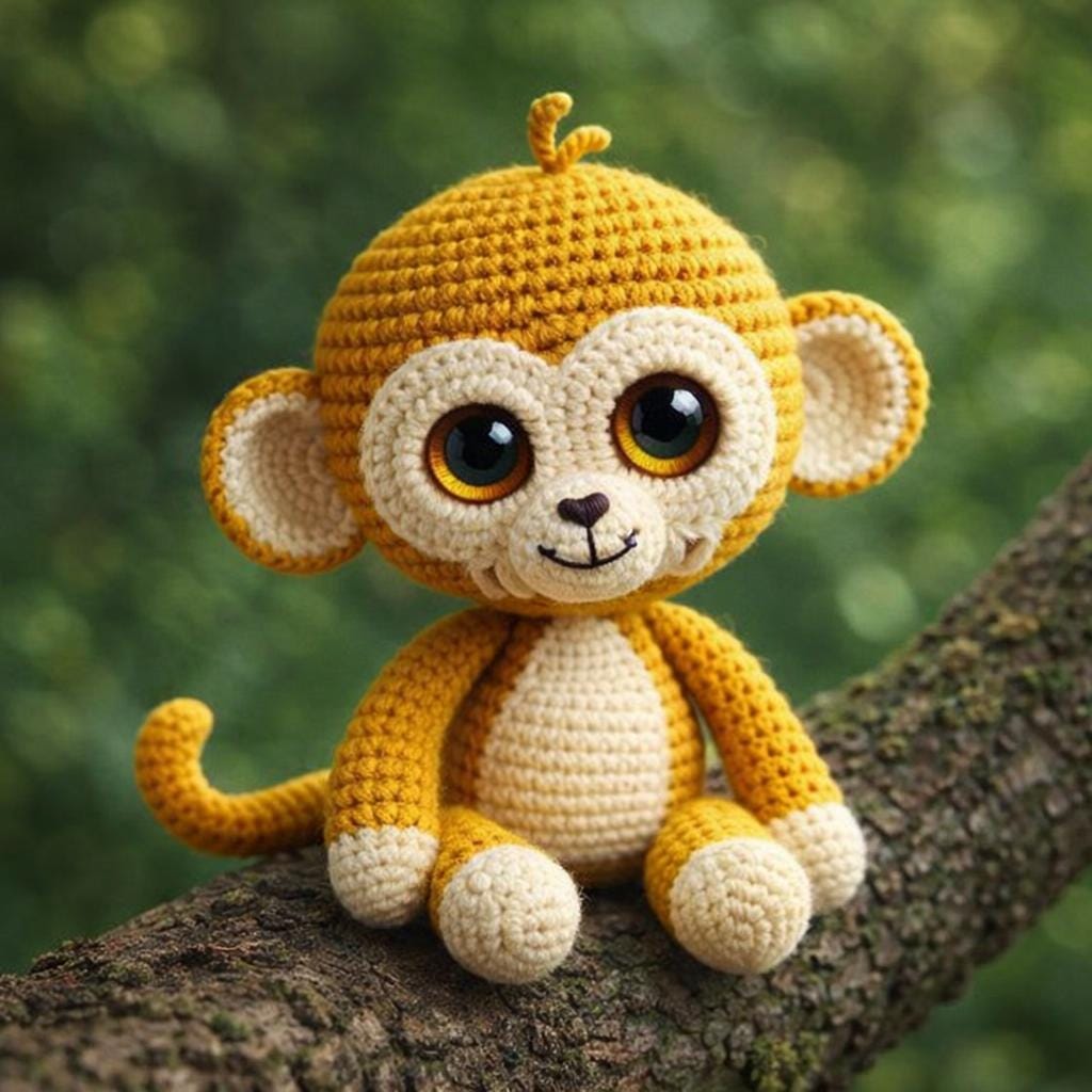 Crochet Monkey Pattern PDF, Cute Amigurumi Monkey Tutorial, Kawaii ...