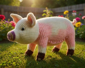 Realistic Crochet Pig Pattern PDF, Amigurumi Pig Plush, Farm Animal Crochet Tutorial, Cute Pig Toy, Handmade Gift, DIY Crochet Pattern