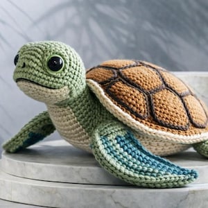 Realistische Meeresschildkröte Häkelanleitung, PDF, Amigurumi Ozeantier Spielzeug (Digitaler Download)