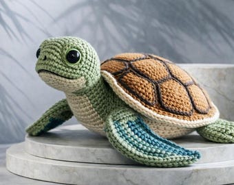 Realistic Crochet Sea Turtle Pattern PDF, Amigurumi Ocean Animal Toy (Digital Download)