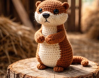 Realistic Crochet Otter Amigurumi Pattern PDF, Cute Standing Otter Plush Toy, Beginner Friendly Crochet Animal, Handmade Gift Idea,