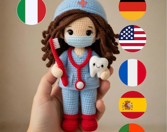 Crochet Dentist Doll Pattern, Amigurumi Girl Tutorial (PDF Download)