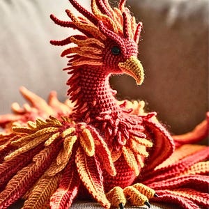 Phoenix Häkelanleitung, Amigurumi Fantasy Vogel, detailliertes Tier Spielzeug, DIY häkeln