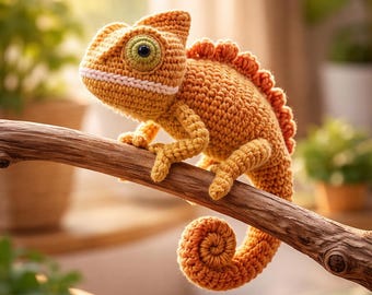 Realistic Crochet Chameleon Amigurumi Pattern PDF, Realistic Lizard Toy, Spotted Animal Crochet, Nature Inspired Plush, DIY Gift Idea