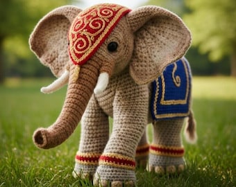 Realistic Crochet Elephant Pattern PDF, Amigurumi Elephant Plush, Standing Elephant Toy, Detailed Animal Crochet Pattern, Multi Language