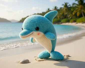 Realistic Dolphin Crochet Pattern PDF, Amigurumi Dolphin Plush, Ocean Animal Toy, Detailed Marine Crochet Tutorial, DIY Gift, Multi Language