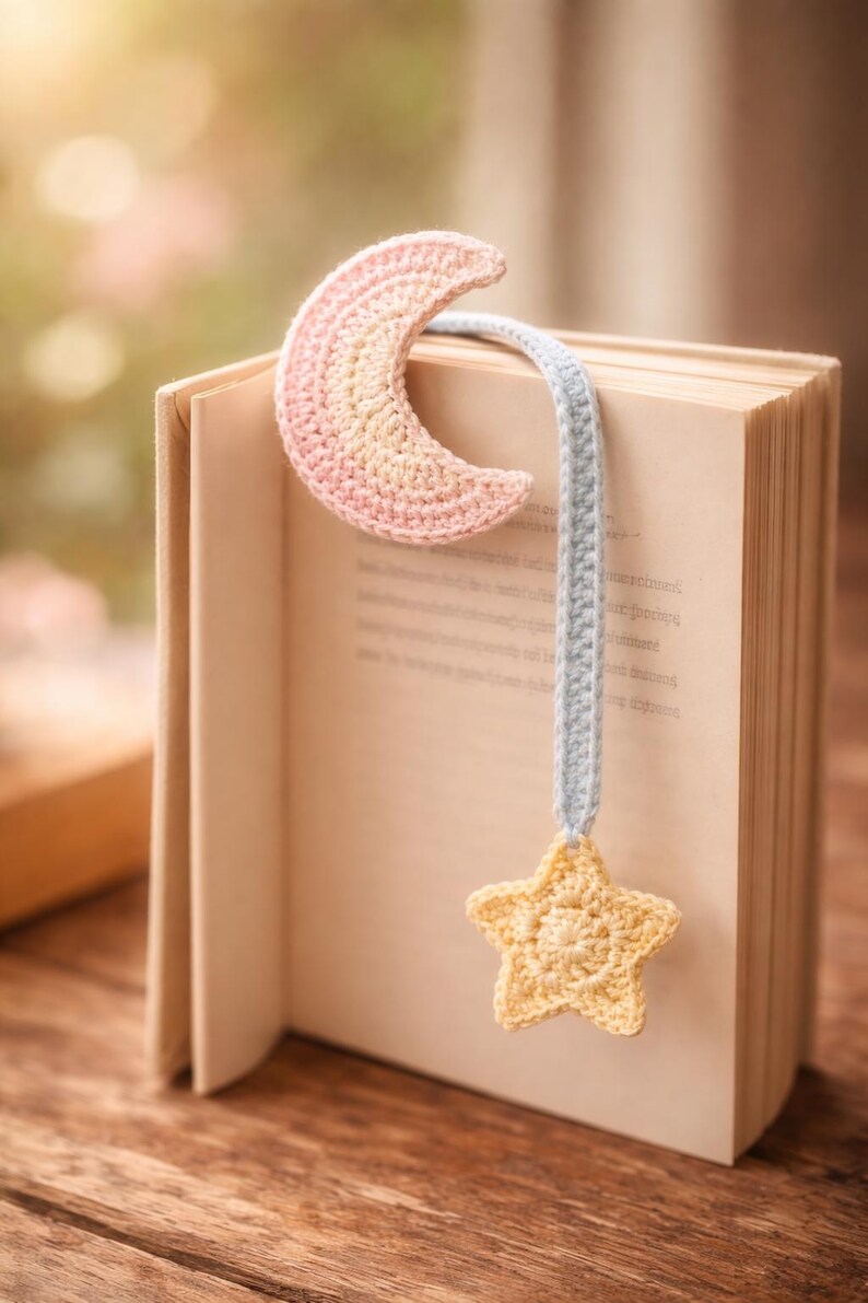 4-in-1 Crochet Bookmark Pattern PDF Bundle – Moon Star, Evil Eye, Daisy ...