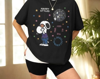 Cute Snoopy Disco Shirt, Retro Music Graphic Tee, Harry Styles Inspired Outfit, Gift for Fans