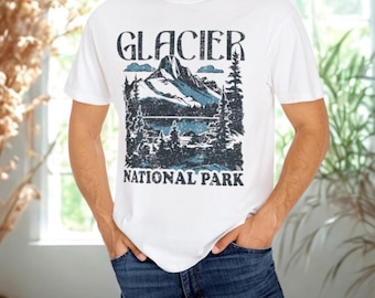 Glacier National Park Gift Shirt, Vintage Mountain Tee, Montana Travel T-Shirt, Outdoor Adventure Shirt Unisex
