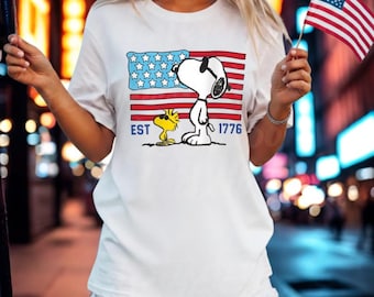 Snoopy American Flag Shirt, 4th of July Shirt, Patriotic Snoopy Tee, Independence Day 1776 Shirt, USA Graphic T-Shirt Gift