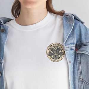 Motor Engine Logo Tee | Small Chest Emblem, Clean Minimal Design