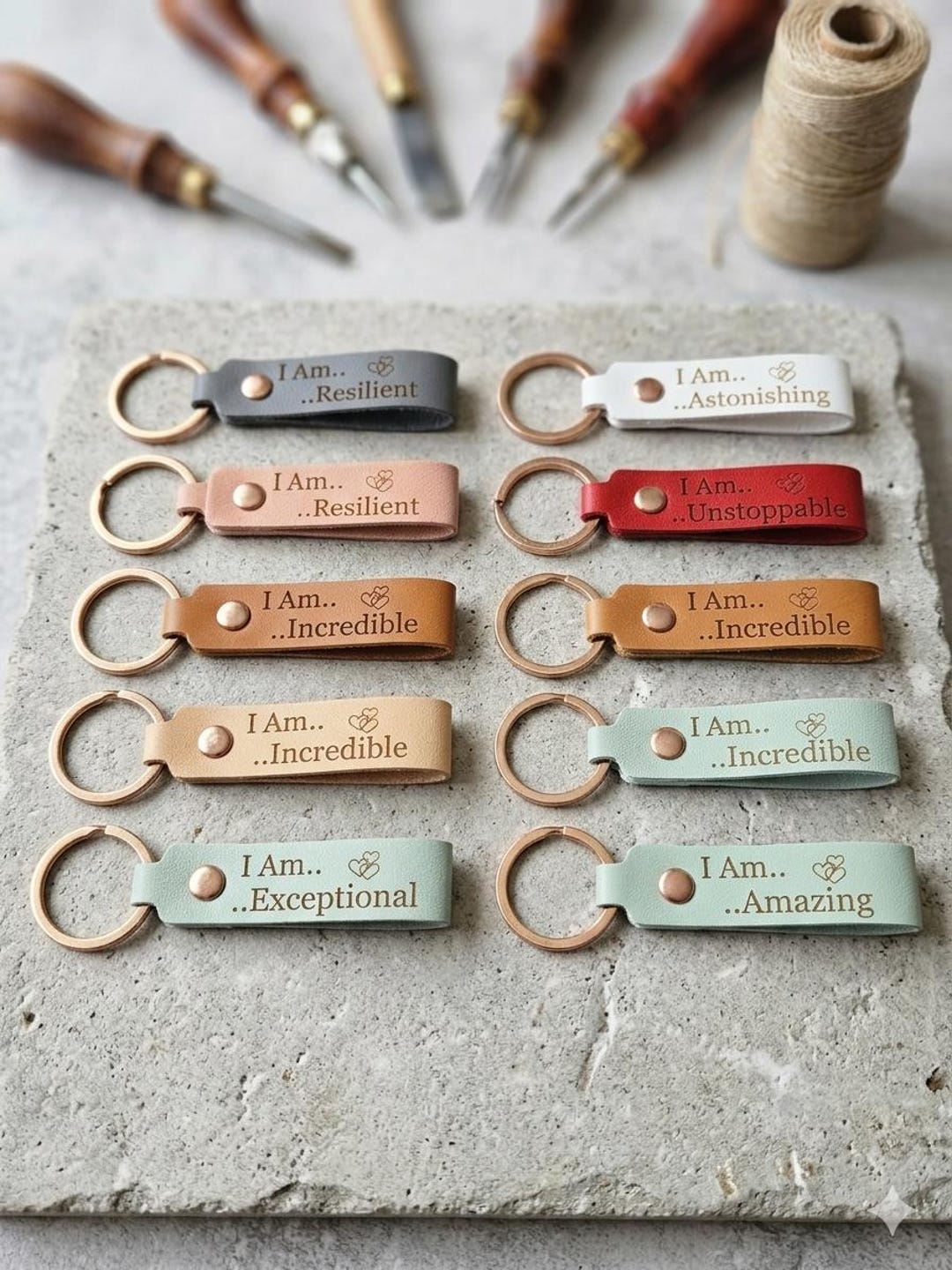Personalized Leather Keychain | Custom Quote Keychain for Gift ...