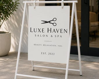 Letrero tipo caballete personalizado, logotipo comercial, exhibición exterior en acera, tablero de menú con marco de metal