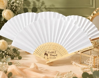 Personalized Bamboo Wedding Fans, Custom Engraved Hand Fans For Guests, Bulk Foldable Party Fans, Summer Outdoor Event Favors