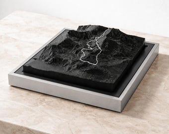 Personalised 3D Terrain Map | Custom Topographic Model With Hiking Trail - Strava GPX Route Gift | 3D Printed Mountain alltrails - Komoot