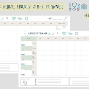 Nursing Hourly Shift Planner | Nurse Brain Sheet | 6 Patient Report Sheet | Editable Canva Template | Nursing Student Planner | PrintablePDF