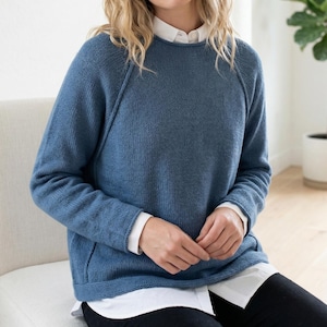 Minimalist Raglan Knit Sweater Pattern, Seamless Top-Down Jumper