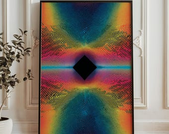 Psykedelisk geometrisk konsttryck - Trippy regnbåge optisk illusion poster - Vibrerande opkonstmönster - Modern abstrakt väggdekor