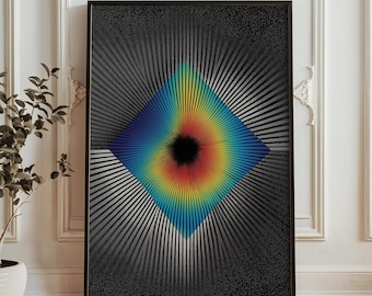 Optisk illusionsögontryck - Abstrakt regnbågsgeometrisk konst - Psykedelisk opkonstposter - Modern minimalistisk väggdekoration