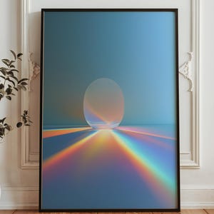 Lámina artística minimalista con efecto prisma y luz - Decoración de pared con reflejo de arcoíris - Póster abstracto moderno - Obra de arte digital con degradado suave