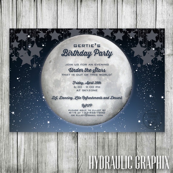starry night birthday invitation galaxy invite under the stars