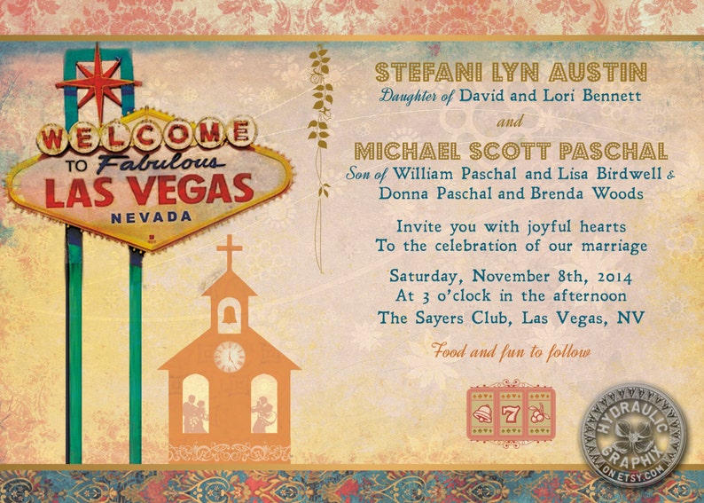 Wedding Invitation with Elvis Las Vegas Theme Destination Wedding Invitation Printable Las Vegas Wedding Invitation Set with Chapel