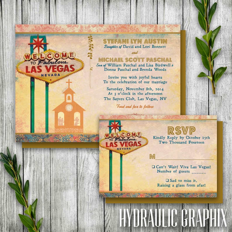 Wedding Invitation with Elvis Las Vegas Theme Destination Wedding Invitation Printable Las Vegas Wedding Invitation Set with Chapel