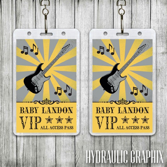 Rock N Roll Baby Shower Lanyard Rock A Bye Baby Vip Pass Baby