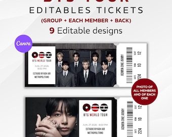 Bangtan Arirang Tour Concert Ticket Template for Kpop Merch : Digital Download / Canva Editable