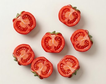 Tomato Fridge Magnet Set | Realistic Food Kitchen Decoration | Gift for Food Lovers | Mini Vegetable Fridge Magnets