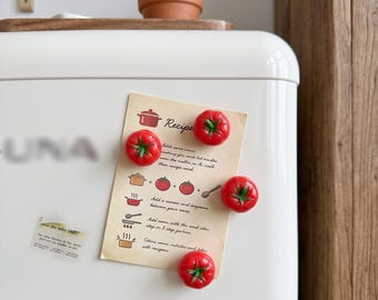 Realistic Tomato Magnets Set, Miniature Fruit Fridge Magnets, Cottagecore Kitchen Decor, Cute Vegetable Office Cubicle Accessories