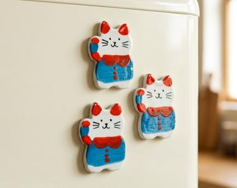 Custom Ceramic Cat Magnet | Cute Locker Accessories for Girls | Hand Painted Kitty Fridge Decor | Unique Cat Lover Gift | Office Desk Decor