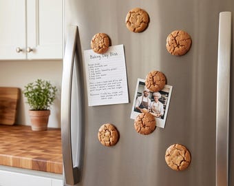 Mini Chocolate Chip Cookie Magnets | Fake Food Fridge Decor | Polymer Clay Kitchen Accessories | Cute Kawaii Housewarming Gift for Her