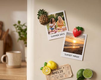 3D Resin Fruit Magnet Set | Vibrant Kitchen Fridge Decor | Cute Food Shaped Magnets | Unique Housewarming Gift | 4 Piece Artisan Produce